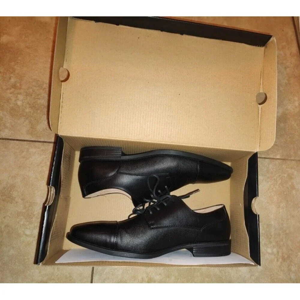 Men's in box JF J Ferrar Brody BLK W Black Dressy Shoes Size 9.5W Good condition